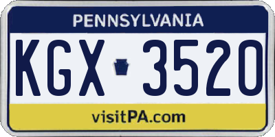 PA license plate KGX3520