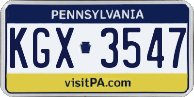 PA license plate KGX3547