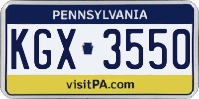 PA license plate KGX3550