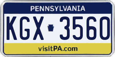 PA license plate KGX3560