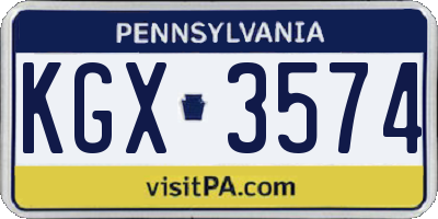 PA license plate KGX3574