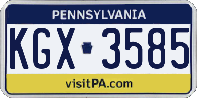 PA license plate KGX3585
