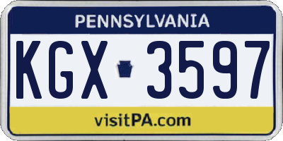 PA license plate KGX3597