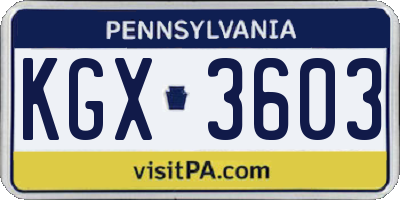 PA license plate KGX3603
