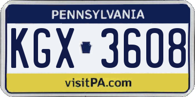PA license plate KGX3608