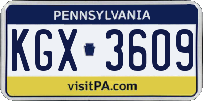 PA license plate KGX3609