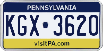 PA license plate KGX3620