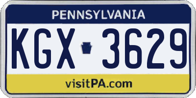 PA license plate KGX3629