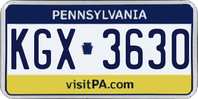 PA license plate KGX3630