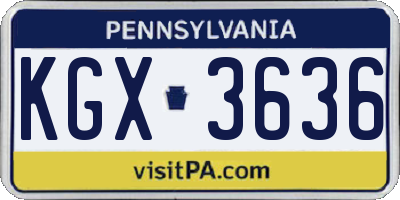 PA license plate KGX3636