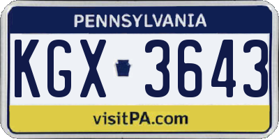 PA license plate KGX3643