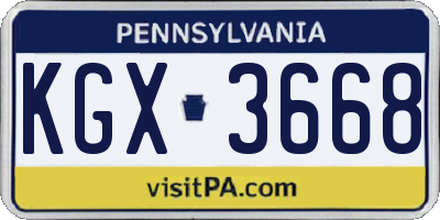 PA license plate KGX3668