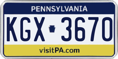 PA license plate KGX3670