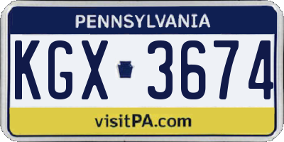 PA license plate KGX3674