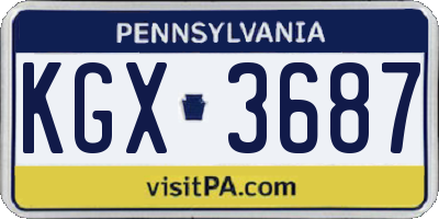 PA license plate KGX3687