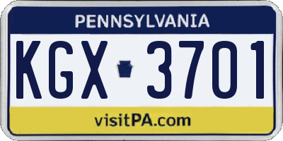 PA license plate KGX3701