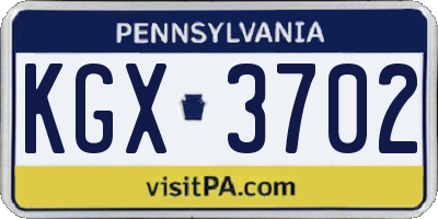 PA license plate KGX3702