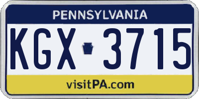 PA license plate KGX3715