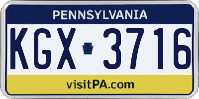 PA license plate KGX3716