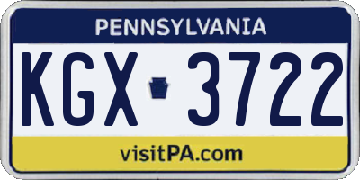 PA license plate KGX3722