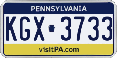 PA license plate KGX3733