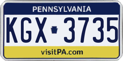 PA license plate KGX3735
