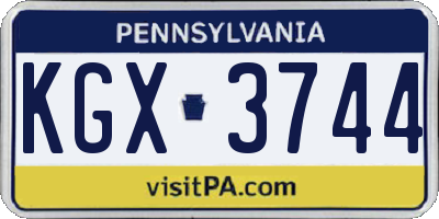 PA license plate KGX3744