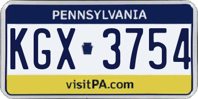 PA license plate KGX3754
