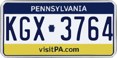 PA license plate KGX3764