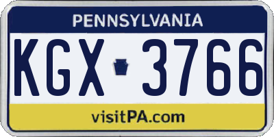 PA license plate KGX3766