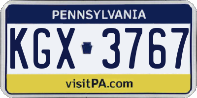 PA license plate KGX3767