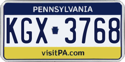 PA license plate KGX3768