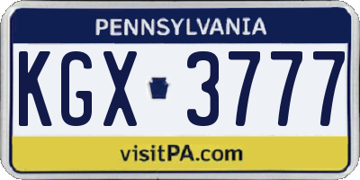 PA license plate KGX3777