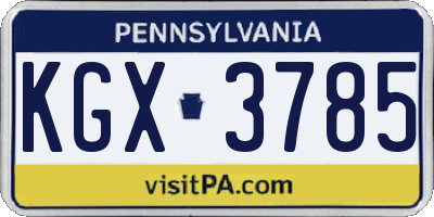 PA license plate KGX3785