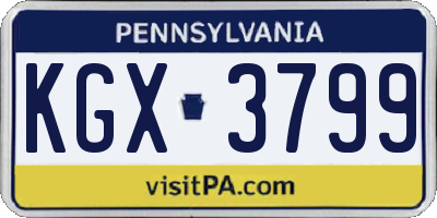 PA license plate KGX3799