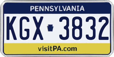 PA license plate KGX3832