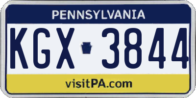 PA license plate KGX3844