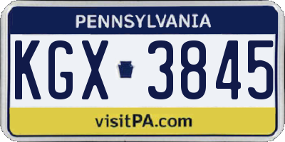 PA license plate KGX3845