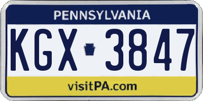 PA license plate KGX3847