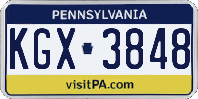 PA license plate KGX3848