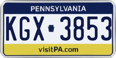 PA license plate KGX3853