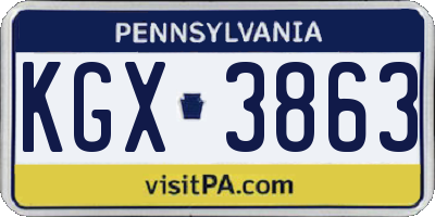 PA license plate KGX3863