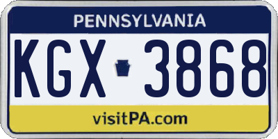 PA license plate KGX3868