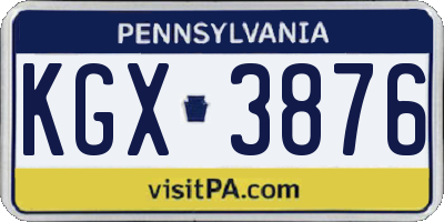 PA license plate KGX3876
