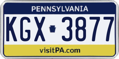 PA license plate KGX3877