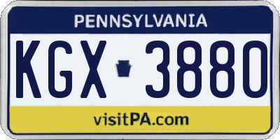 PA license plate KGX3880