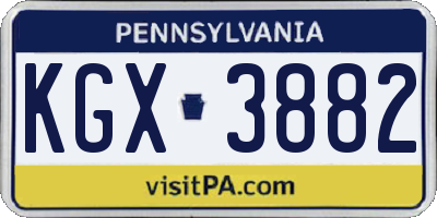 PA license plate KGX3882