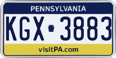 PA license plate KGX3883