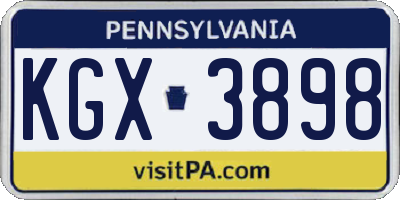 PA license plate KGX3898
