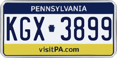 PA license plate KGX3899